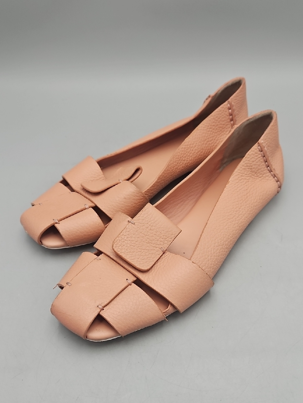Mercedes Castillo Amaia Pebbled Leather Ballet Flats Leather Sandals 9.5